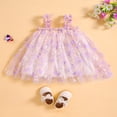 thumbnail image 3 of Girls Summer Sleeveless Butterfly Petals Print Tulle Princess Dress, 3 of 7