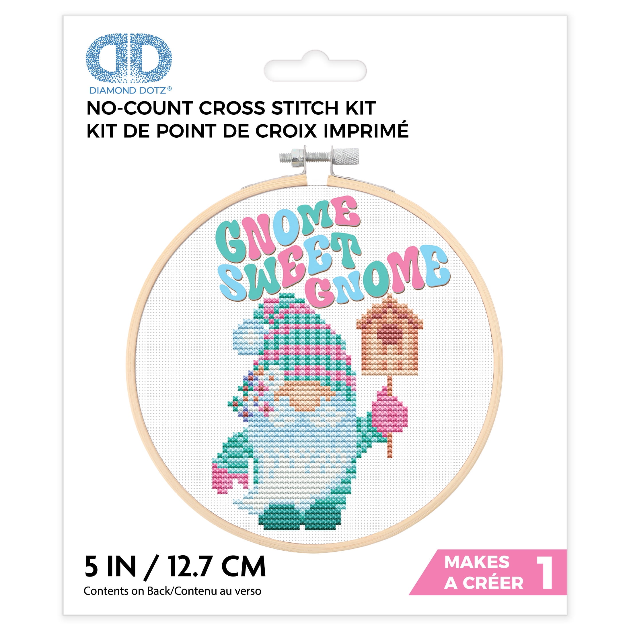 DIAMOND DOTZ® Gnome Sweet Gnome Special Edition No-Count Cross Stitch Kit - 5" Round
