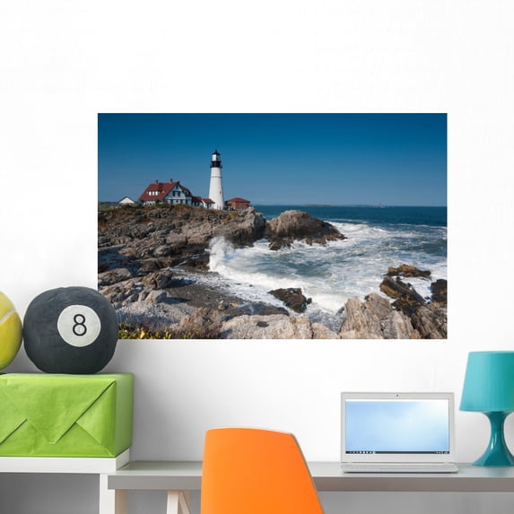 Portland Head Light Wall Mural by Wallmonkeys Peel and Stick Graphic (36 in W x 23 in H) WM234311