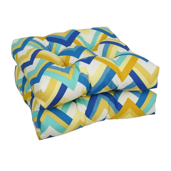 Blazing Needles Square Tufted Outdoor Chair Cushion, 19 x 19, Resort Cornsilk 4 Count