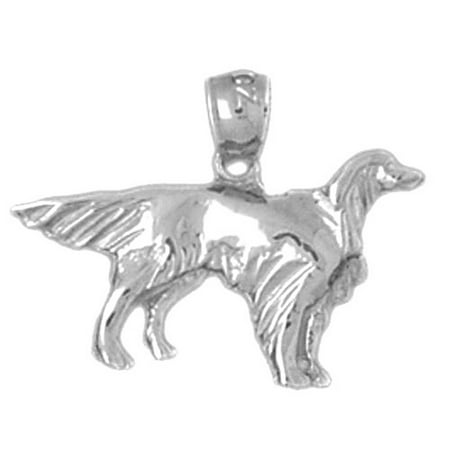18K White Gold Dog Pendant - 16 mm