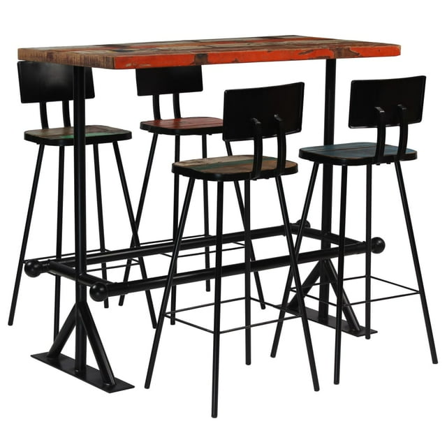 vidaXL Ensemble de Bar 5 Pcs Bois Récupéré Massif Multicolore