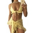 thumbnail image 7 of High Waist Swimsuit for Women Lace Gauze Three-Piece Swimsuit Solid Bikini Set Beachwear Sets for Women, 7 of 7