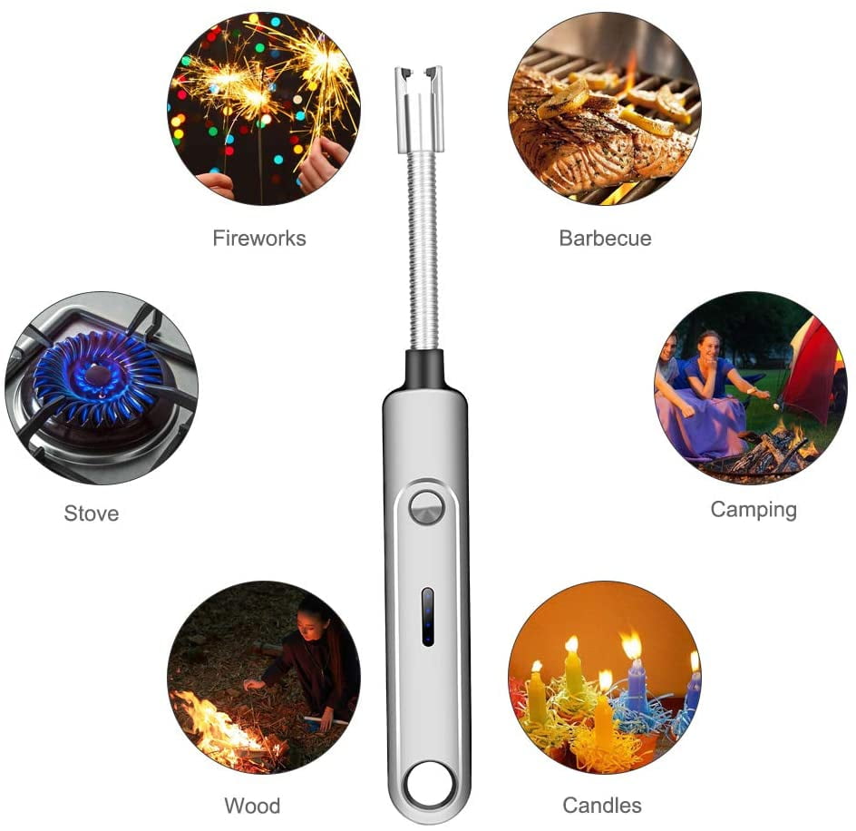Candle Lighter USB Rechargeable Arc Lighter Windproof Electric Kitchen Lighter 