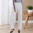 thumbnail image 2 of Arlun Womens Wide Leg Dress Pants Business Casual Flowy Work Palazzo Pants Solid Color Elastic High Waisted Pleated Front Straight Trousers for Daily Commuter Wear White XL, 2 of 5