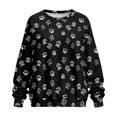 thumbnail image 4 of SCRAWLGOD Paw Print White Black Women's Sweatshirts with Pockets Long Sleeve Crewneck Drop Shoulder Sweatshirt Cozy Fall Winter Casual Clothes Oversized Soft Tops, M, 4 of 7