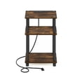 thumbnail image 3 of Furinno Just 3-Tier Turn-N-Tube USB and Type-C Charging Port End Table with Open Storage, Amber Pine/Black, 3 of 8