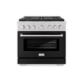 thumbnail image 2 of ZLINE 36 in. 5.2 cu. ft. Paramount Dual Fuel Range with 6 Burner Gas Cooktop and Electric Convection Oven in DuraSnow Stainless Steel with Black Matte Door (SDRS-BLM-36), 2 of 2