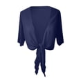 thumbnail image 7 of Women's 2026 Summer Lightweight Short Bolero Cardigan Shrug Sheer Tie Front Top short Sleeve Jacket for Dress Navy XL, 7 of 7