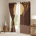 thumbnail image 3 of Manfei Boho Sun and Leaf Blackout Curtains, Mid Century Geometric Curtains Pack of 2 (42x84 Each), Brown, 3 of 6