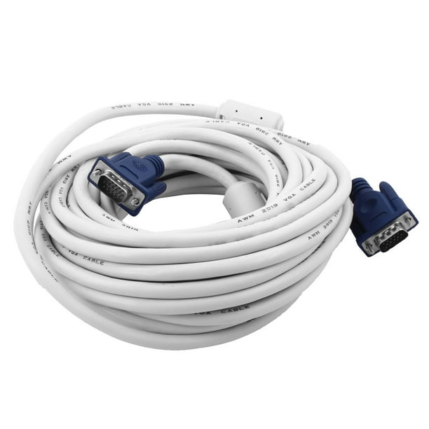 PC Computer Monitor VGA Male to Male Plug Extension Cable White Blue 32