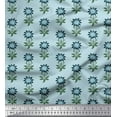 thumbnail image 1 of Soimoi Poly Georgette Fabric Leaves & Floral Block Printed Fabric 1 Yard 42 Inch Wide, 1 of 3