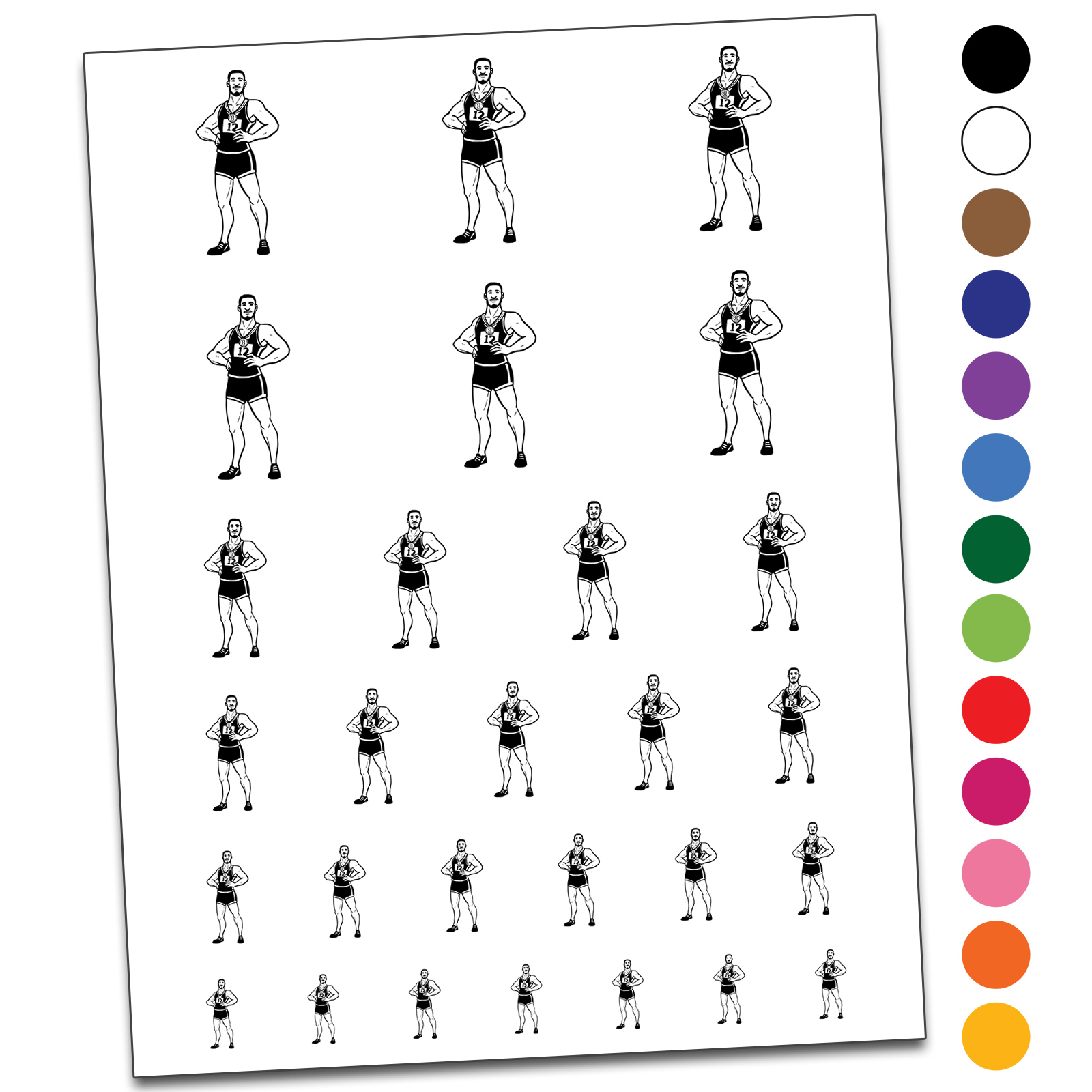 Olympic Athlete Athletic Man Water Resistant Temporary Tattoo Set Fake