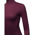 thumbnail image 4 of A2Y Women's Basic Solid Long Sleeve Turtle Neck Fitted Rayon Top Shirt Deep Plum M, 4 of 5