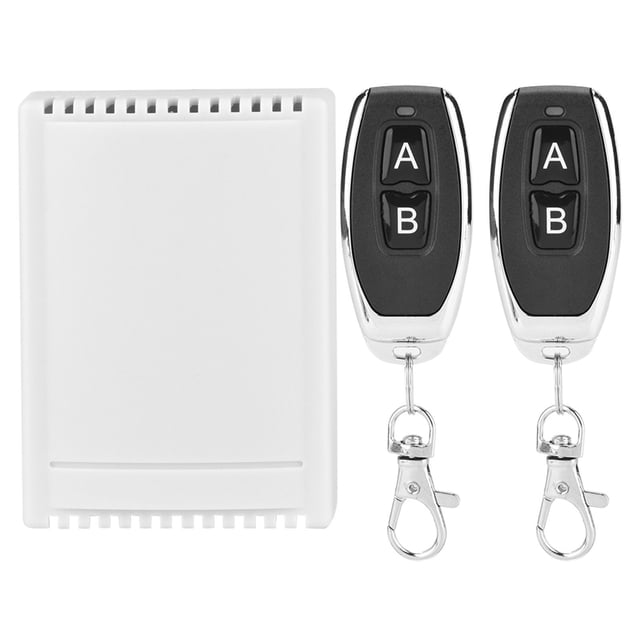 Conjunto de receptor de transmisor inalámbrico, relé de 2 canales de 433 MHz, interruptor de Control remoto de relé de 2 piezas, rendimiento empaquetado con energía