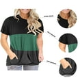 thumbnail image 5 of LANREMON Plus Size T Shirts for Women Short Sleeve Casual Round Neck Women Tops Color Block Tunic Blouse with Pockets BlackGreen 22 Plus, 5 of 5
