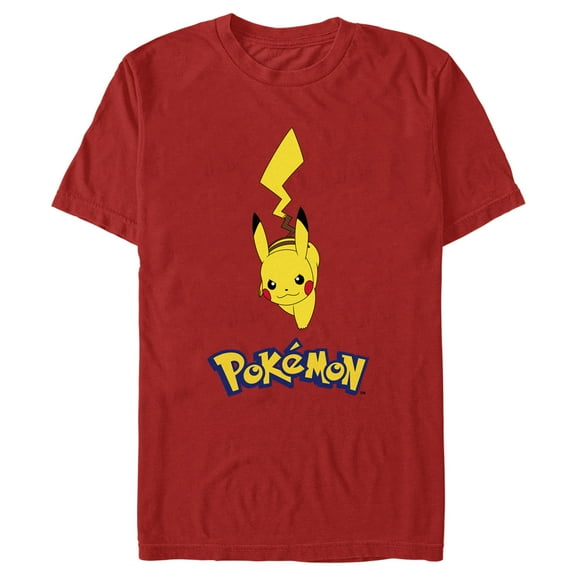 Men's Pokemon Logo Running Pikachu Graphic Tee Red Large