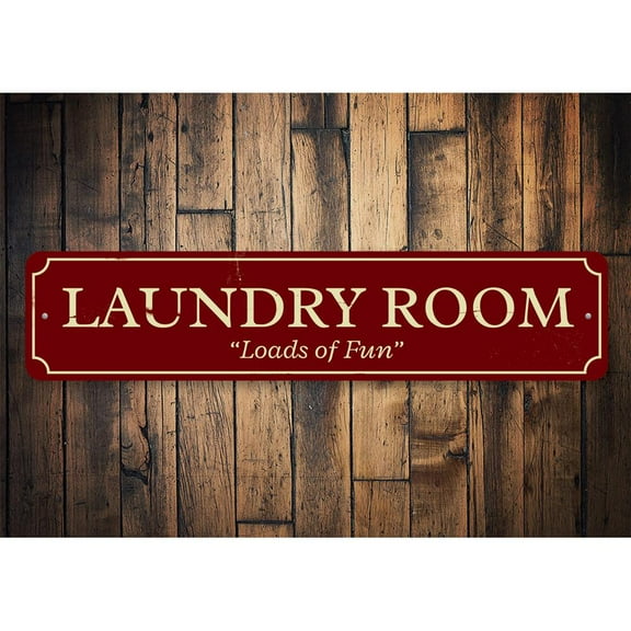 Laundry Room Loads of Fun Novelty Decor, Metal Wall Sign - 4x18 Inches