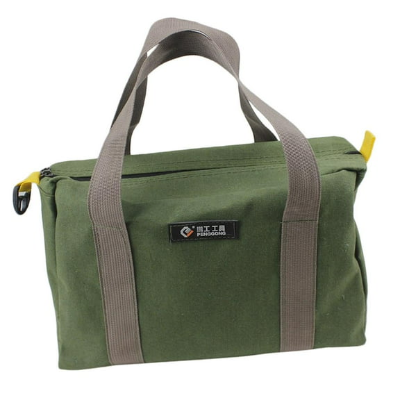 Canvas Mechanics Hand Tool Bag Durable Green Toolkit Storage Tote for Men 35x13x20cm