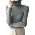 thumbnail image 2 of YHAJDS Women Casual Sweater,Fall Sweaters for Women Pullover Sweaters for Women Solid Color Turtleneck Long Sleeve Knit Base Layer Sweater, 2 of 5