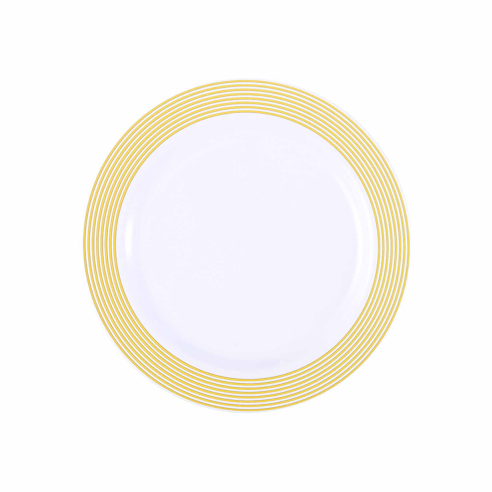 12 pcs White Round 10" Plates with Gold Polka Dots Trim Catering Disposable Sale 