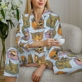 thumbnail image 6 of Pajama Sets for Women 2 Pcs, Hand Drawn Funny Cat Face Button Down Long Sleeve Sleepwear Lounge PJ Sets, 6 of 6
