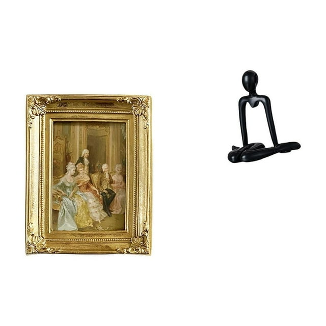 Elodie Resin Photo Frame Card Display Holder Poster Glass Front Picture Frame Thinker Abstract Sculpture Decorative Figurine Simple Tabletop Ornament Figure Statue for Desktop Tabletop Wall