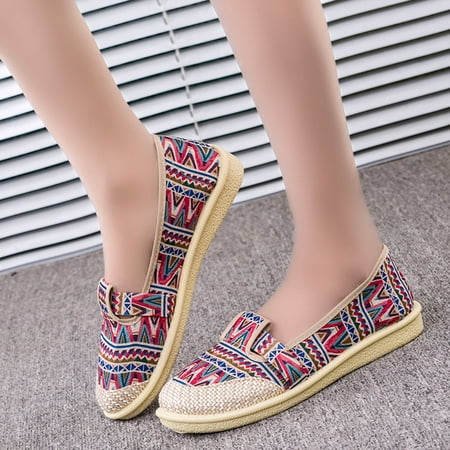 

Casual Shoes Women Casual Canvas Slip-On Flat Round Toe Breathable Single Shoes Peas Shoes