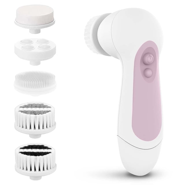 Juego de cepillos giratorios para limpieza facial CLSEVXY a prueba de agua con 5 cabezales