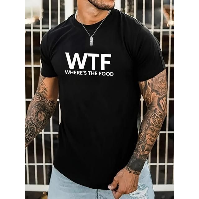 Men's WTF Graphic Print T-shirt For Summer, Trendy Casual Short Sleeve s For Males Tee For Adult, Men, Women, Teen, Teenager, Adolescent, Youth