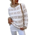 thumbnail image 5 of Suéter de punto de mujer europeo y americano de otoño e invierno Suéter de cuello alto medio con copos de nieve navideños Top de mujer, 5 of 5