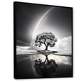 thumbnail image 2 of Designart "Grayscale Arc Rainbow Over the Tree III" Floral Floater Framed Wall Art Living Room, 2 of 7
