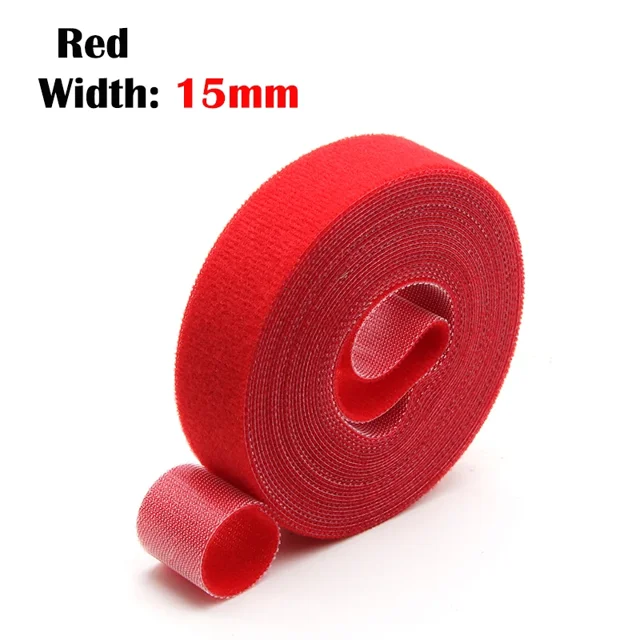 1-30 Rouleaux Attaches de Câble en Nylon Réutilisables 5 M/rouleau Boucle Auto-Adhésive Clip Organisateur de Câble Bandes de Fixation Rouge Largeur 15mm 2 Rouleaux