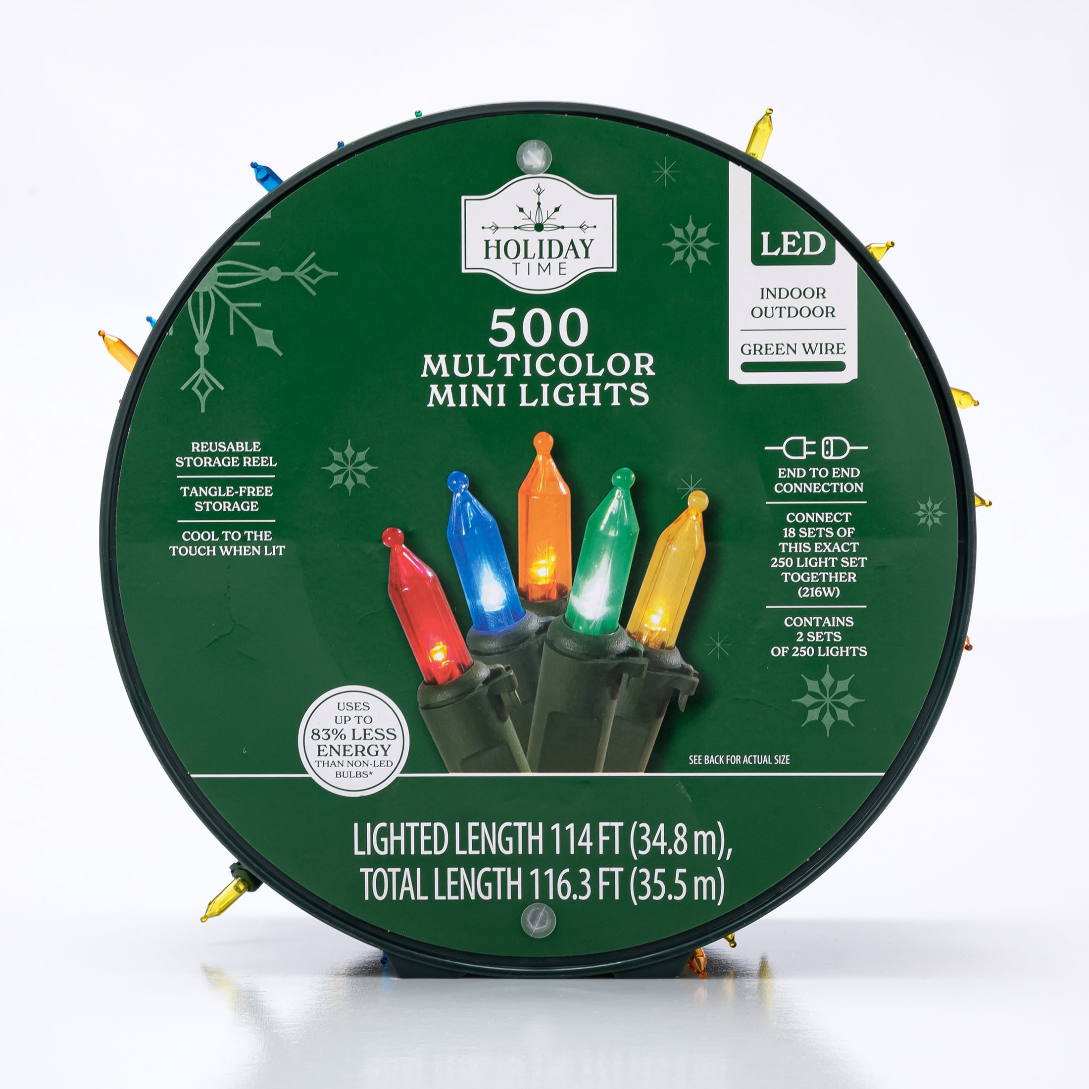 Indoor/Outdoor 500-Count LED Mini Christmas String Lights, Multicolor, 114', by Holiday Time