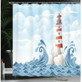 thumbnail image 3 of Ambesonne Ocean Scene Shower Curtain, Stormy Sea Lighthouse, 69"Wx75"L, Pale Blue Vermilion Grey, 3 of 4