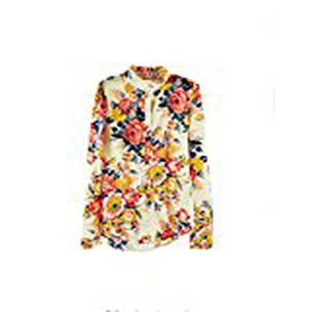 Women's Floral Pattern Cardigan Chiffon Blouse (S,