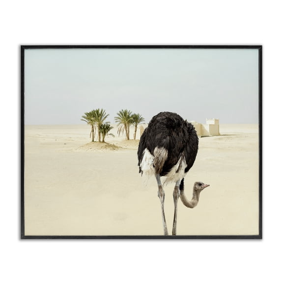 Stupell Industries Contemporary Desert Ostrich Sand Landscape Black Framed Giclee Art, 14 x 11, by Ziwei Li