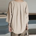 thumbnail image 7 of Exrradully Fashion Women's Summer Round-Neck Solid 3/4 Sleeve Casual Top Blouse Cotton T-shirt, 7 of 7