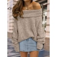 thumbnail image 6 of Womens Off The Shoulder Sweater Oversized Batwing Sleeve Loose Pullover Sweaters Tops, 6 of 7