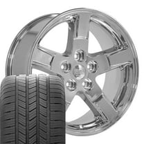 OE Wheels DG62 20 Inch Rims and Tires Fit Ram 1500 Style 5x139.7 20x9 Chrome - Hollander 2364 - Eagle LS-2 275/55-20 (Set of 4)