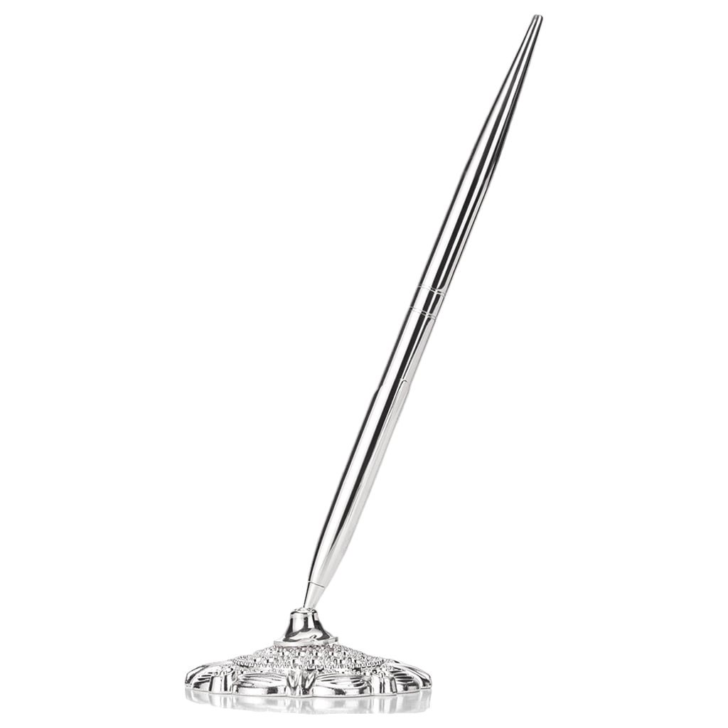 Metal Ballpoint Pen Attached Base Stand Desk Office Counter Wedding Guest Sign 