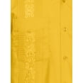 thumbnail image 4 of J. METHOD Men's Long Sleeve Cuban Guayabera Shirt Short Sleeve Button Down Classic Embroidered 4 Pockets Casual Top NEMT118 Yellow M, 4 of 4