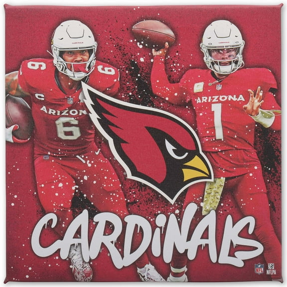 Arizona Cardinals 12" x 12" Team Logo and Players Splash Canvas Art