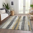 thumbnail image 6 of HomeRoots 623491 3 x 5 ft. Gold & Gray Striped Washable Transitional Indoor & Outdoor Rectangle Area Rug, 6 of 8