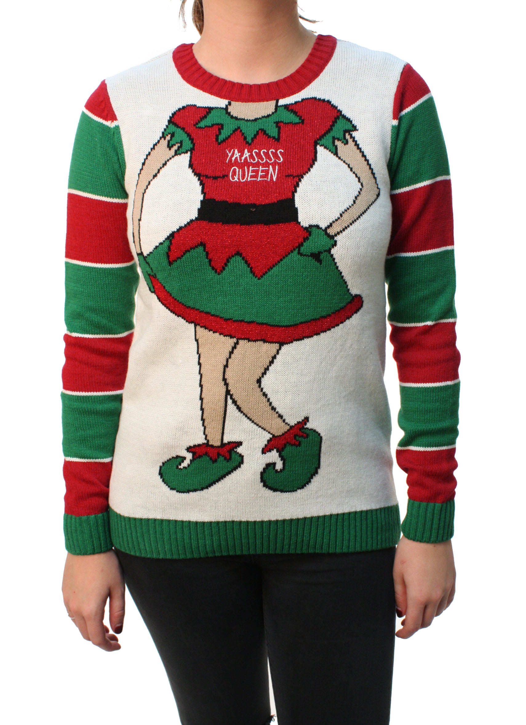 Elf Hoodie Pullover Sweater Ugly Christmas Sweater Company Womens Ugly Christmas Sweater