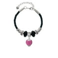thumbnail image 2 of Delight Jewelry Silvertone Hot Pink Crystal Sparkle Spinner Mom Celtic Knot Leather Bead Bracelet, 7"+2" Extender, 2 of 4