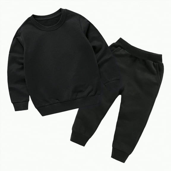 Futezty Toddler Boys Girls Clothes Fall Winter Outfit Sets, Baby Boy Girl Long Sleeve Crewneck Solid Elastic Waist 0 6 12 18 24 Months 2T 3T 4T 2-Pieces Set Sweatshirt Pants