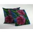 thumbnail image 4 of Hawaiian Flowers Suede Blown and Closed Pillow Hot Pink on Blue 20" x 20", 4 of 5