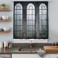 thumbnail image 4 of Window Forest Sheer Curtains 63 Inches Long, Vintage Arched Black Green Light Filering Curtains, Breathable Simi Curtain Privacy Drapes for Living Room Bedroom Lightweight Window Treatment, 4 of 9