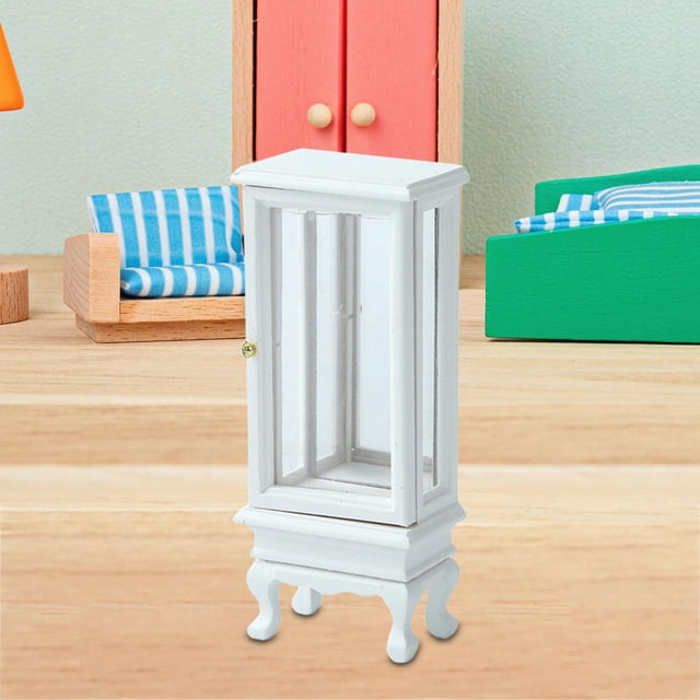 BELOVING 1/16 Dollhouse Wardrobe Storage Cabinet Landscape Delicate Mini Mirror Model white